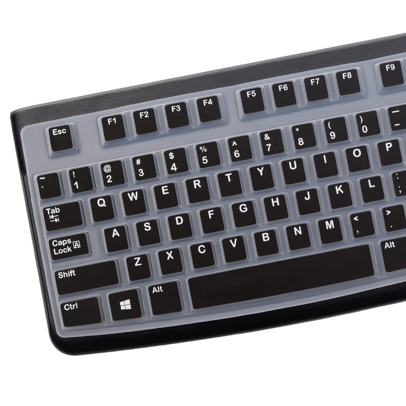 MUBUY-GOL Silicone Keyboard Cover for Logitech K120 & MK120 Ergonomic Desktop USB Wired Keyboard, Logitech K120 & MK120 Keyboard Protective Skin US Layout (NOT Fit Other Model) -Black - Image 2